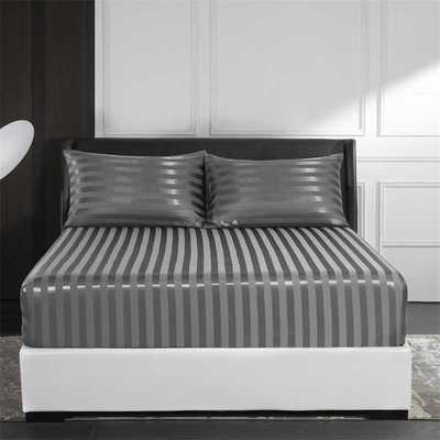 跨境亚马逊热销仿真丝色丁床笠fitted sheet 缎条凉感床罩床垫套