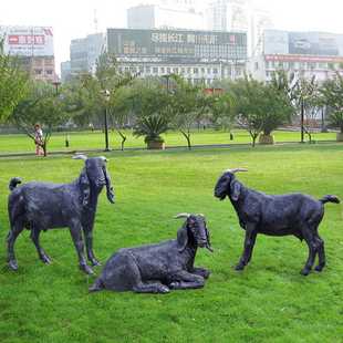 波尔黑山羊雕塑玻璃钢仿真动物大耳朵羊景区农场牧场景观装 饰摆件