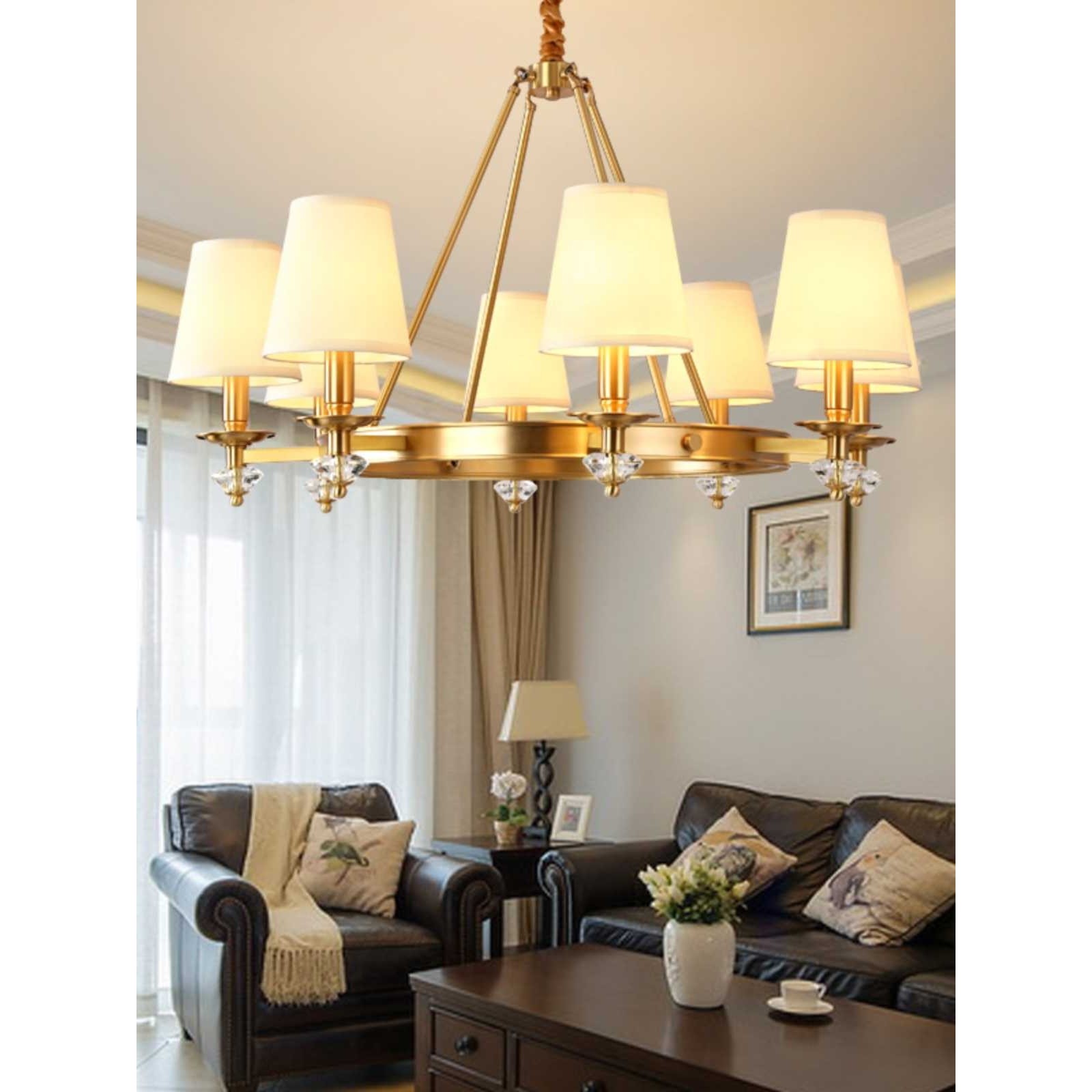 美式吊灯全铜灯餐厅卧室复古现代简约大气灯具乡村田园家用客厅灯