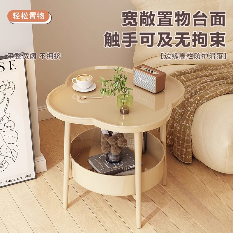奶油风边几家用客厅简约现代小边桌边柜茶几小桌子卧室床头置物架
