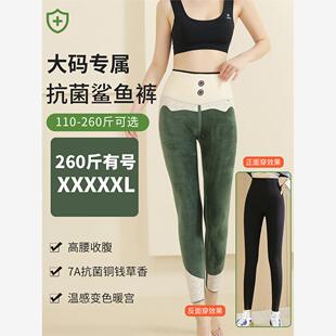200斤大码鲨鱼裤高腰芭比显瘦打底裤胖mm秋冬加绒加厚不掉裆250斤