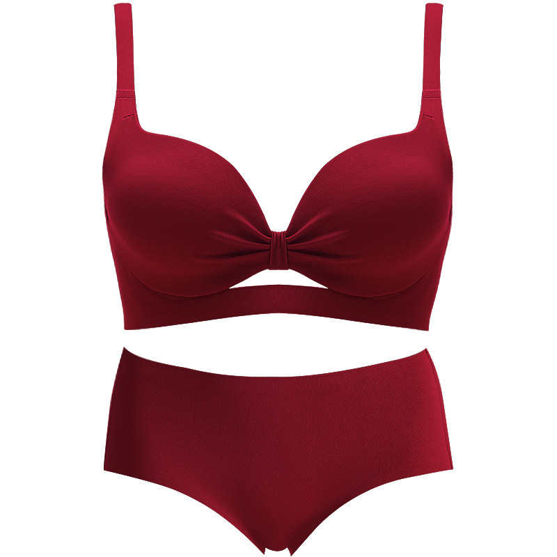 多情猫红色内衣女士马年本命年结婚性感小胸聚拢文胸内裤套装礼盒