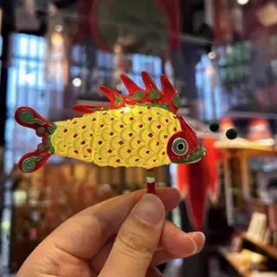 安徽徽州文创鱼灯树脂发光冰箱贴旅行纪念创意家居收藏送朋友礼物