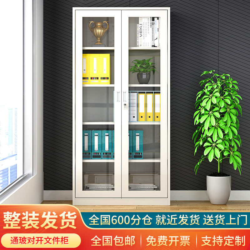 办公文件柜家用落地柜财务凭证储物柜整资料理柜收纳带玻璃存放柜