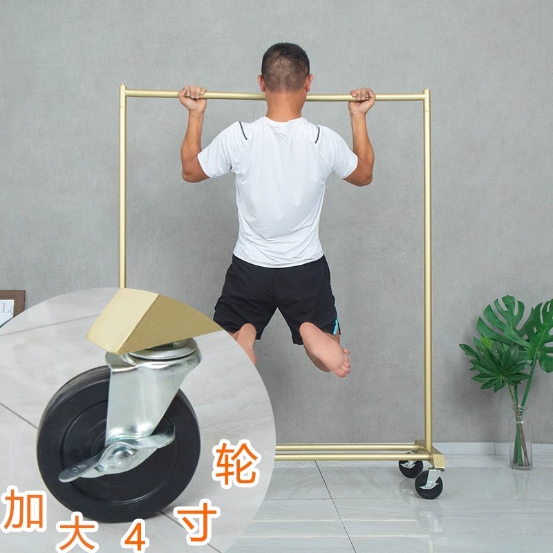 衣架落地卧室挂衣架家用简易衣帽架房间客厅带轮可移动挂衣服架子