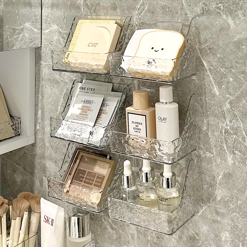 卫生间轻奢亚克力透明置物架壁挂化妆品收纳盒墙上挂墙面膜收纳放