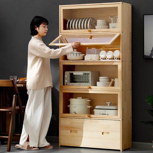 实木厨房置物架多层收纳架子餐边柜微波炉碗碟家用多功能调料用品