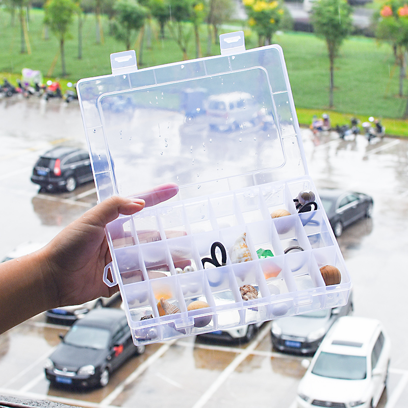 24格分格收纳盒耳钉戒指耳环首饰盒透明塑料零件元器件展示饰品盒