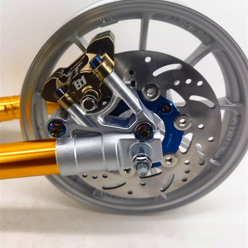 ube 龟五 DIO50 ZX50 电动车 改装鲍鱼180MM浮动盘卡钳下泵刹车盘