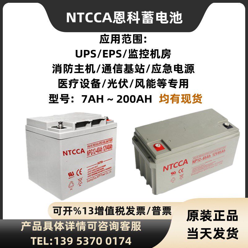 恩科蓄电池NP/NPG12V7A12A17A24A38A40A65A100A120AH直流屏UPSEPS