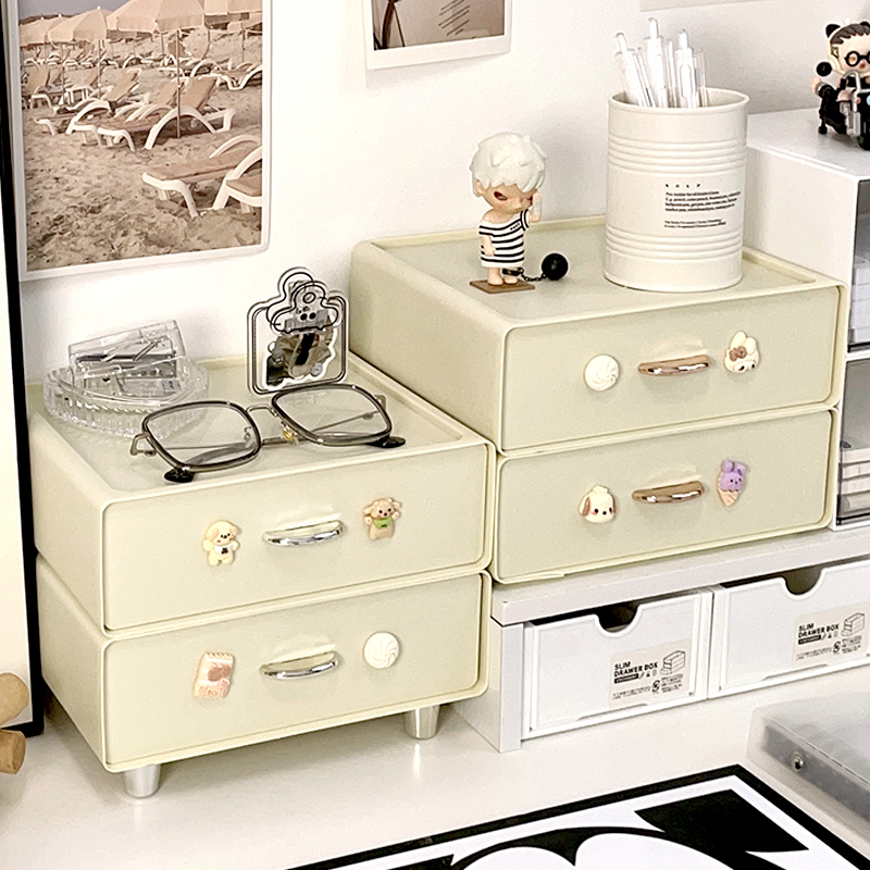 宿舍桌面抽屉收纳盒办公桌文具置物架防尘可爱书桌书架盒子好物