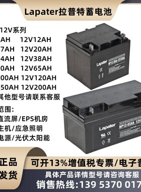 Lapater拉普特蓄电池NP12V7A17A24A38A40A65A100A120AH直流屏UPS