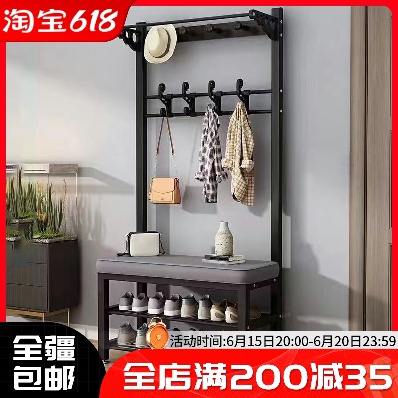 挂衣架换鞋凳一体家用玄关落地衣帽架子室内多功能置物架简易鞋架