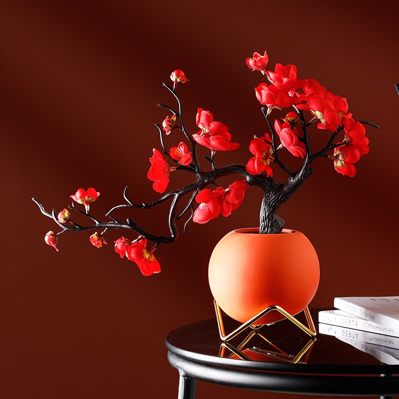 家居假花塑料花束摆设花艺用品梅花仿真花摆件客厅过年桌面装饰花