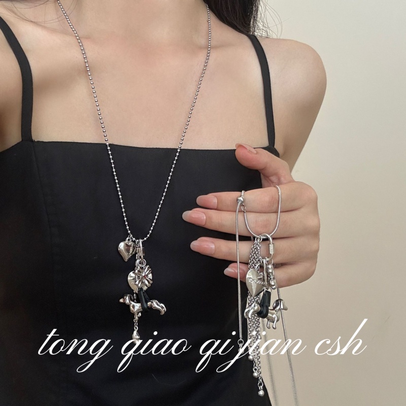 小众设计感百搭皮绳流苏长款仙女