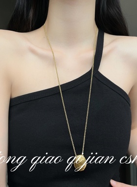 椭圆吊坠项链女轻奢小众欧美风