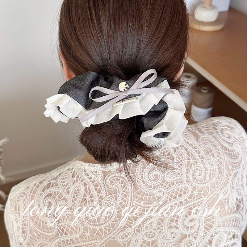 纯色花边学院风荷叶边大肠发圈