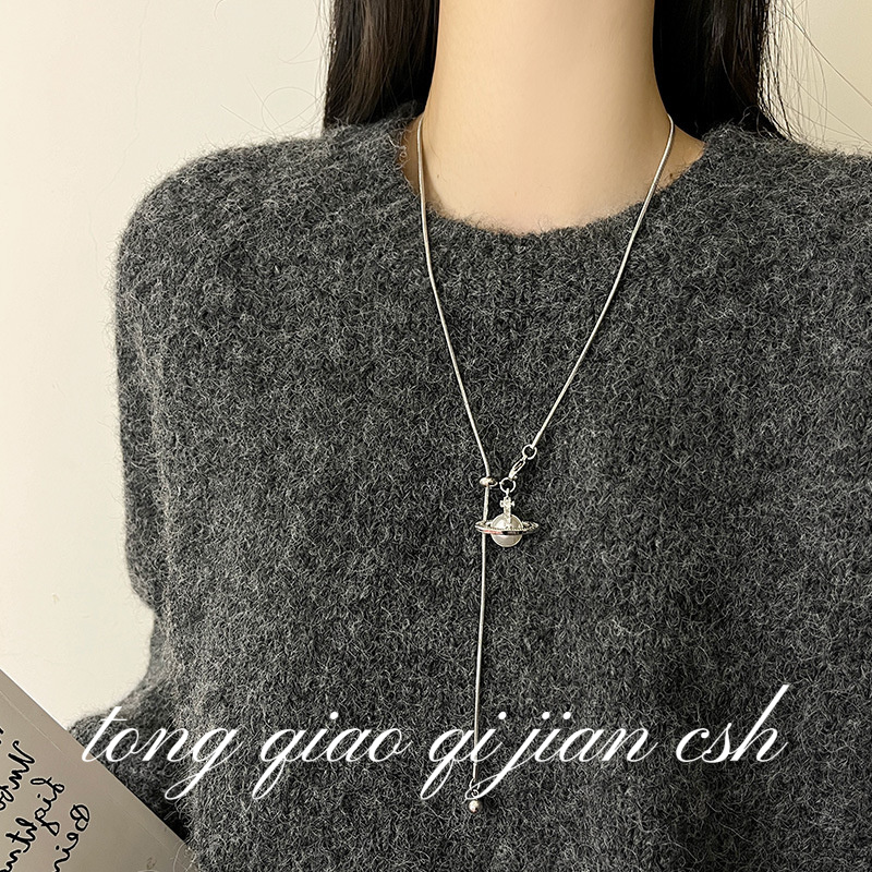 高级感抽拉可调节钛钢毛衣链仙女