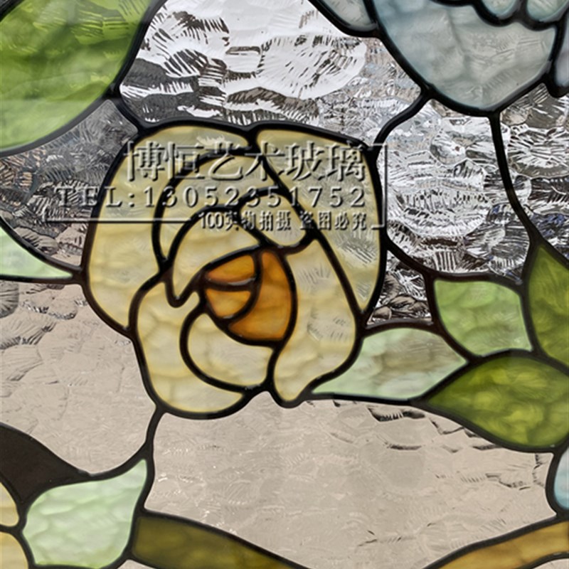 钢化艺术玻璃欧美蒂凡尼彩色玻璃隔断屏风入户玄关走廊教堂玻璃