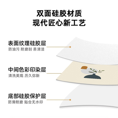 新款桌布椭圆防油防水圆弧形餐桌垫圆桌半圆防滑硅胶桌垫