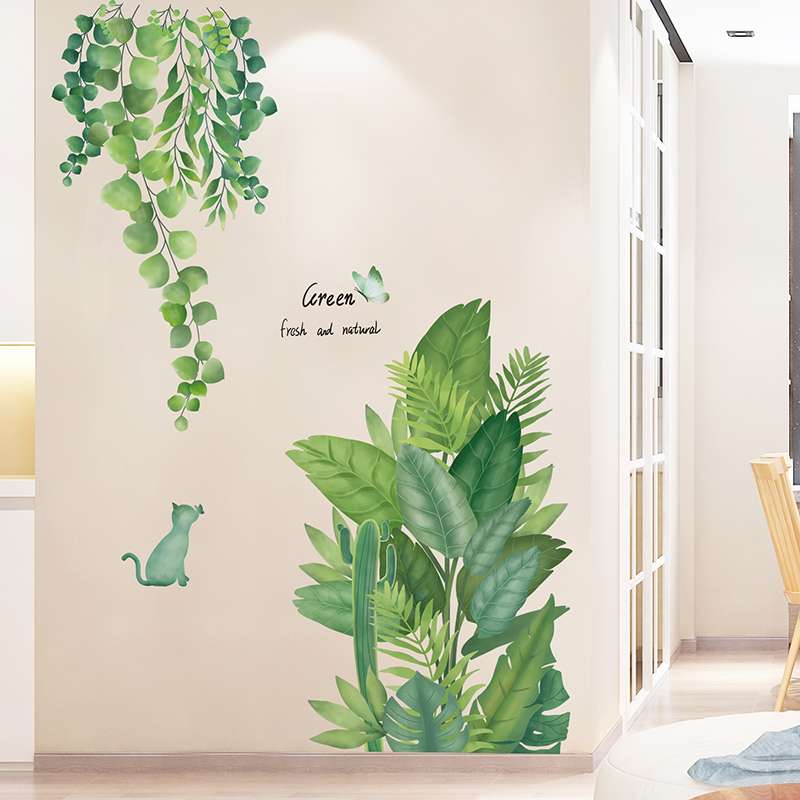 绿色植物贴纸自粘室内装饰墙面贴画布置墙贴墙上补洞壁纸遮丑墙壁图片