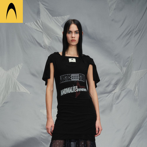 Anomalies Department拼接印花短袖连衣裙女装新品26夏