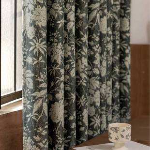 装 1PC新款 饰窗帘个性 花园绿窗帘客厅卧室装 饰穿杆窗纱窗帘 法式