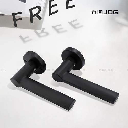 九固弹簧铝合金分体锁静音门把手卧室连体卫生间黑色厨房木门执手