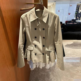 EASE早春外套女款2026新款天丝高端收腰气质上衣短款卡其色风衣女