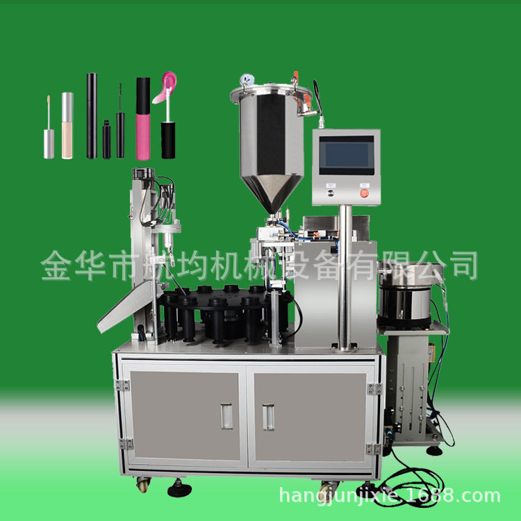 半自动加压活塞转盘睫毛膏灌装机压内塞旋盖口红水唇泥唇彩遮瑕液