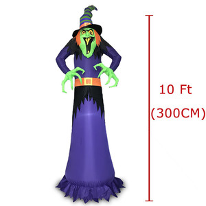 万圣节LED发光充气女巫摆件
