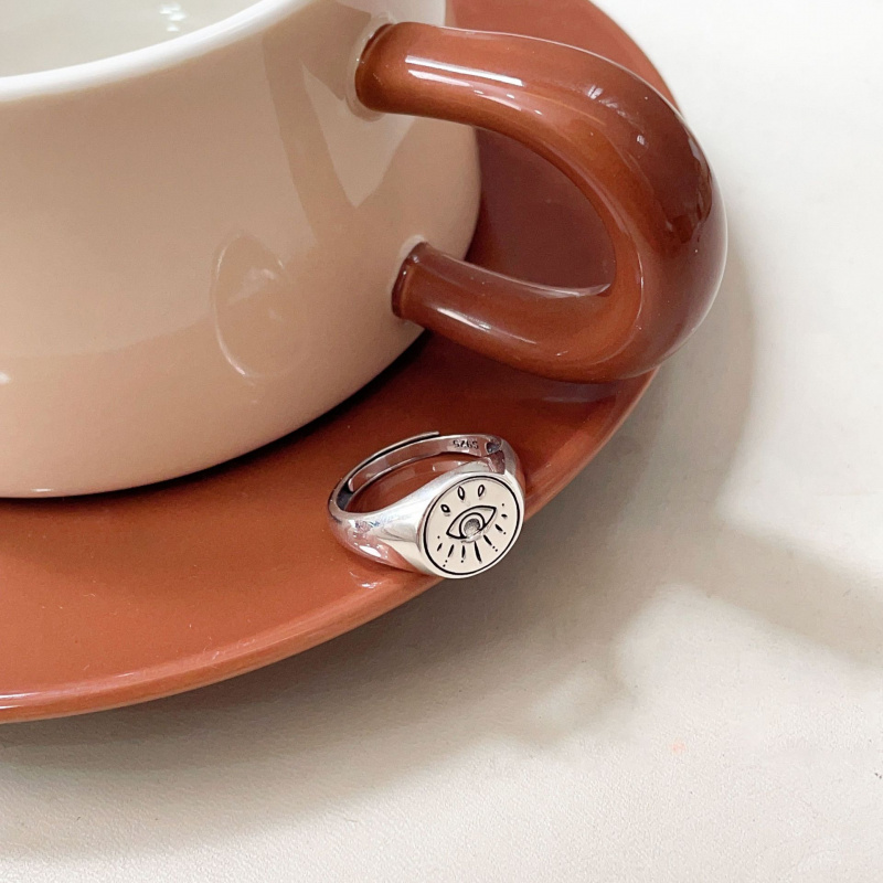 韩国创意纯银戒指简约做旧