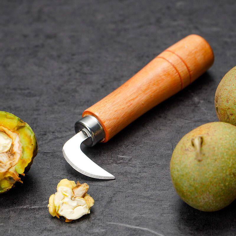 青皮核桃刀开核桃神器纯手工不锈钢绿皮核桃剜刀剥皮刀挖核桃刀