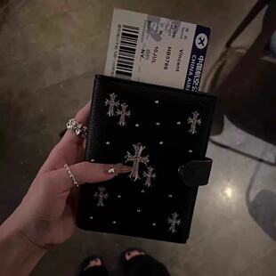 个性十字架挂脖护照夹多功能皮质卡包机票身份证件出行随身收纳包