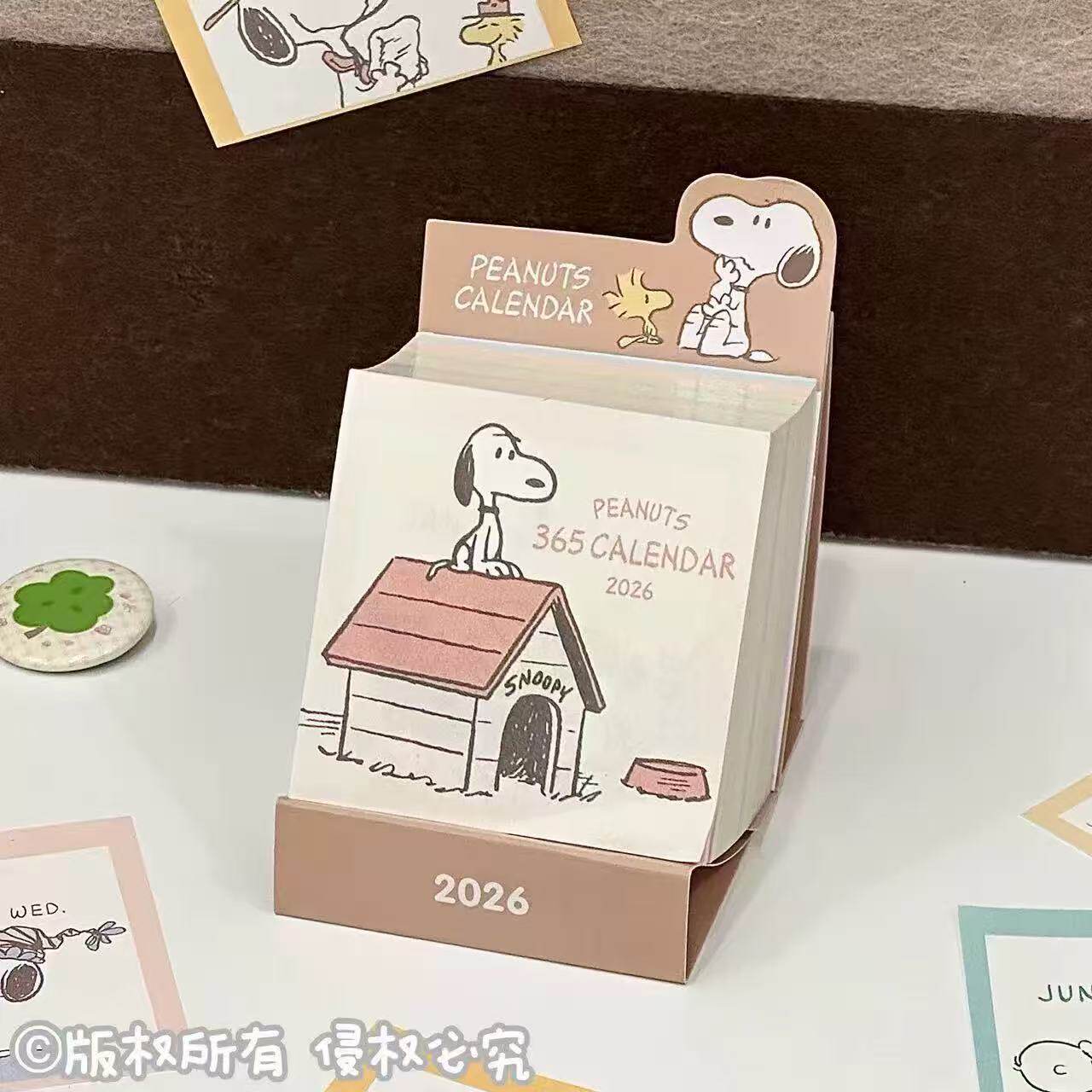新款2026年史努比迷你日历365天一天一页翻页可撕台历手账素材