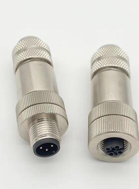 M12以太网接头profinet航空防水插头4芯5芯8芯12芯金属屏蔽连接器