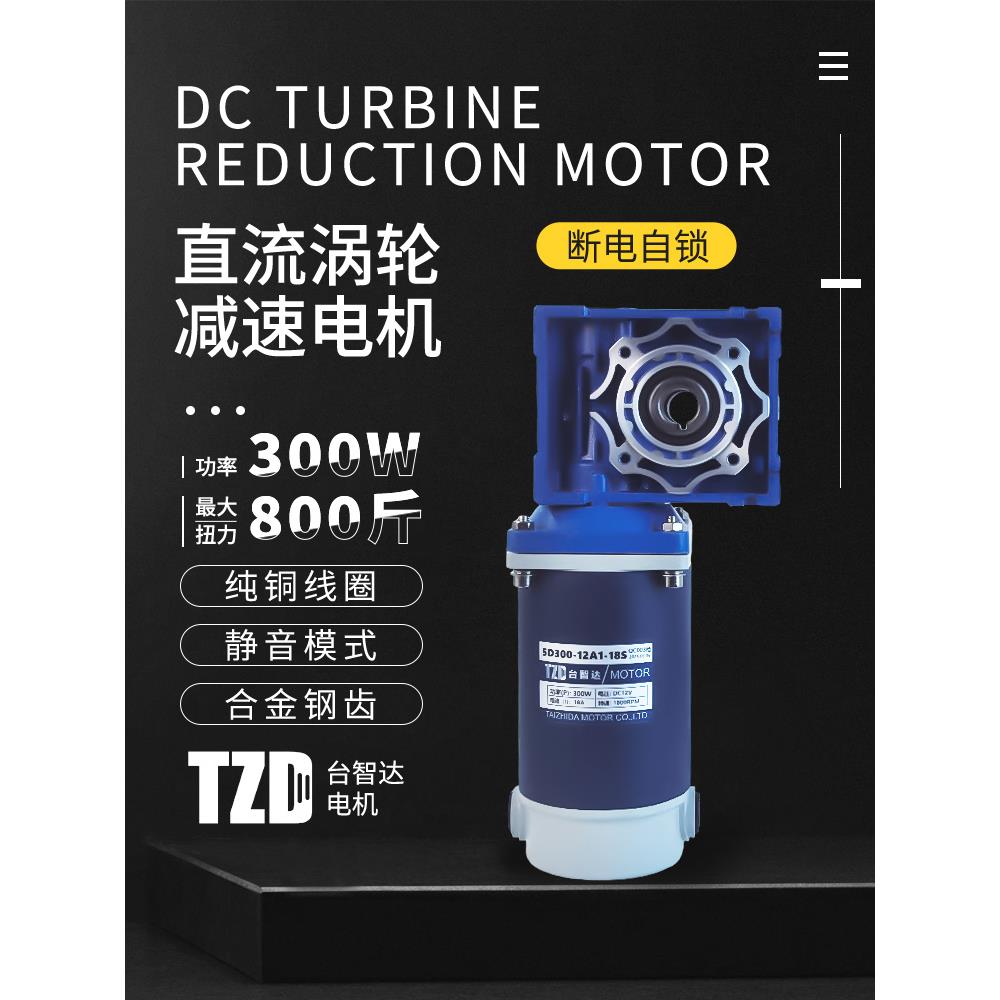 12v24v直流电机300w蜗轮蜗杆RV40减速低速大扭力小型慢速电动马达