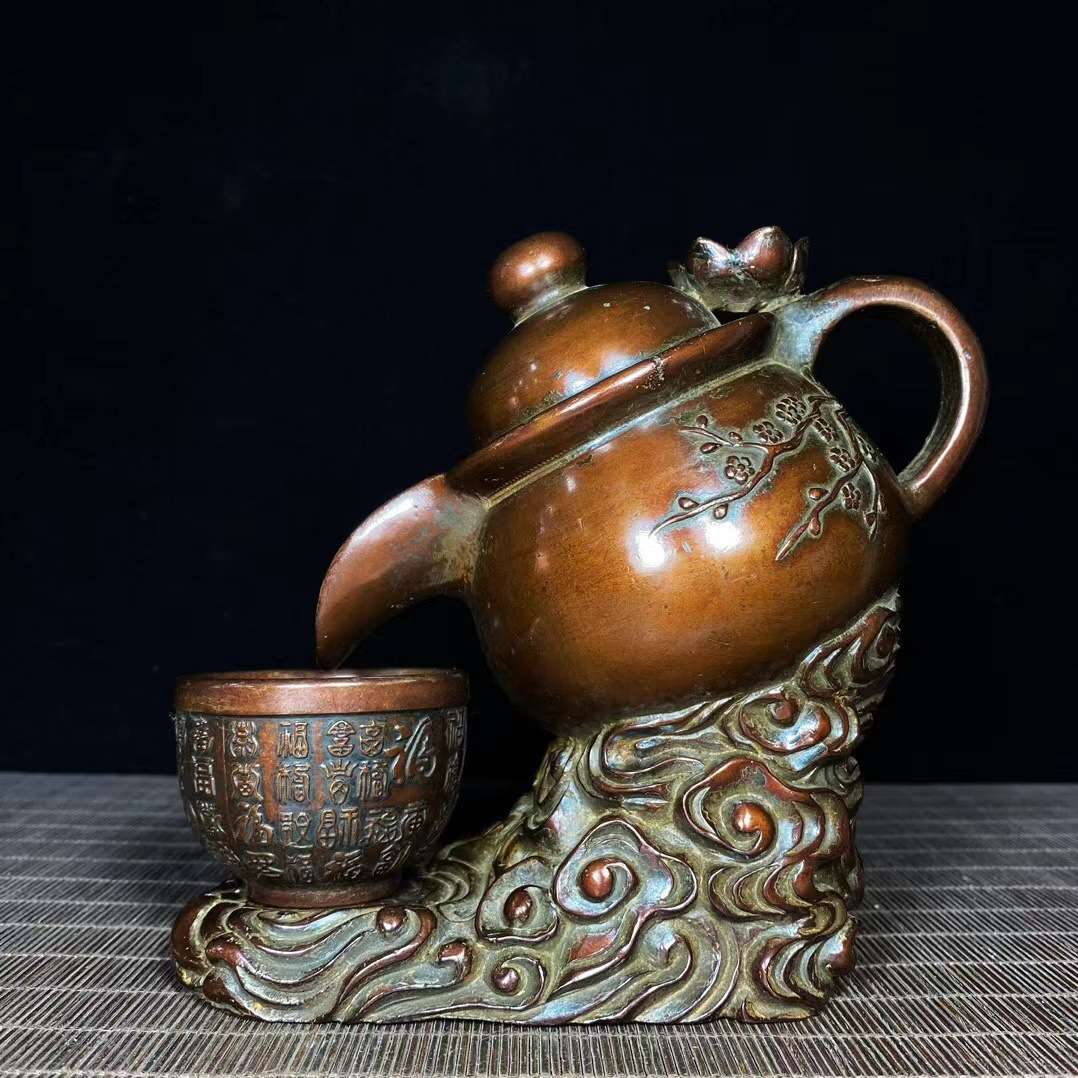 古董古玩 仿古铜茶壶倒流香提壶铜壶提梁壶家居实用老物件