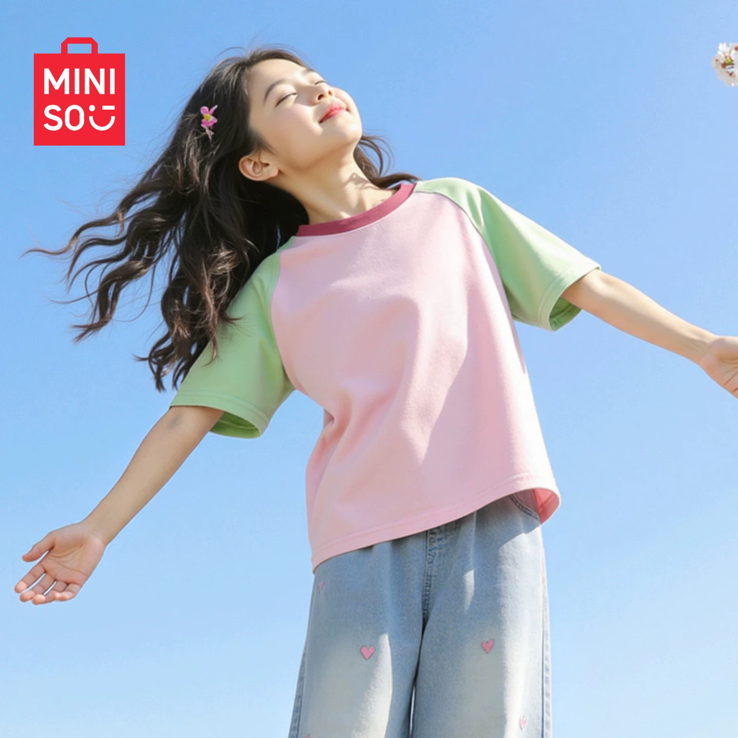 名创优品女童短袖t恤夏季2026新款洋气纯棉大童上衣儿童夏装半袖