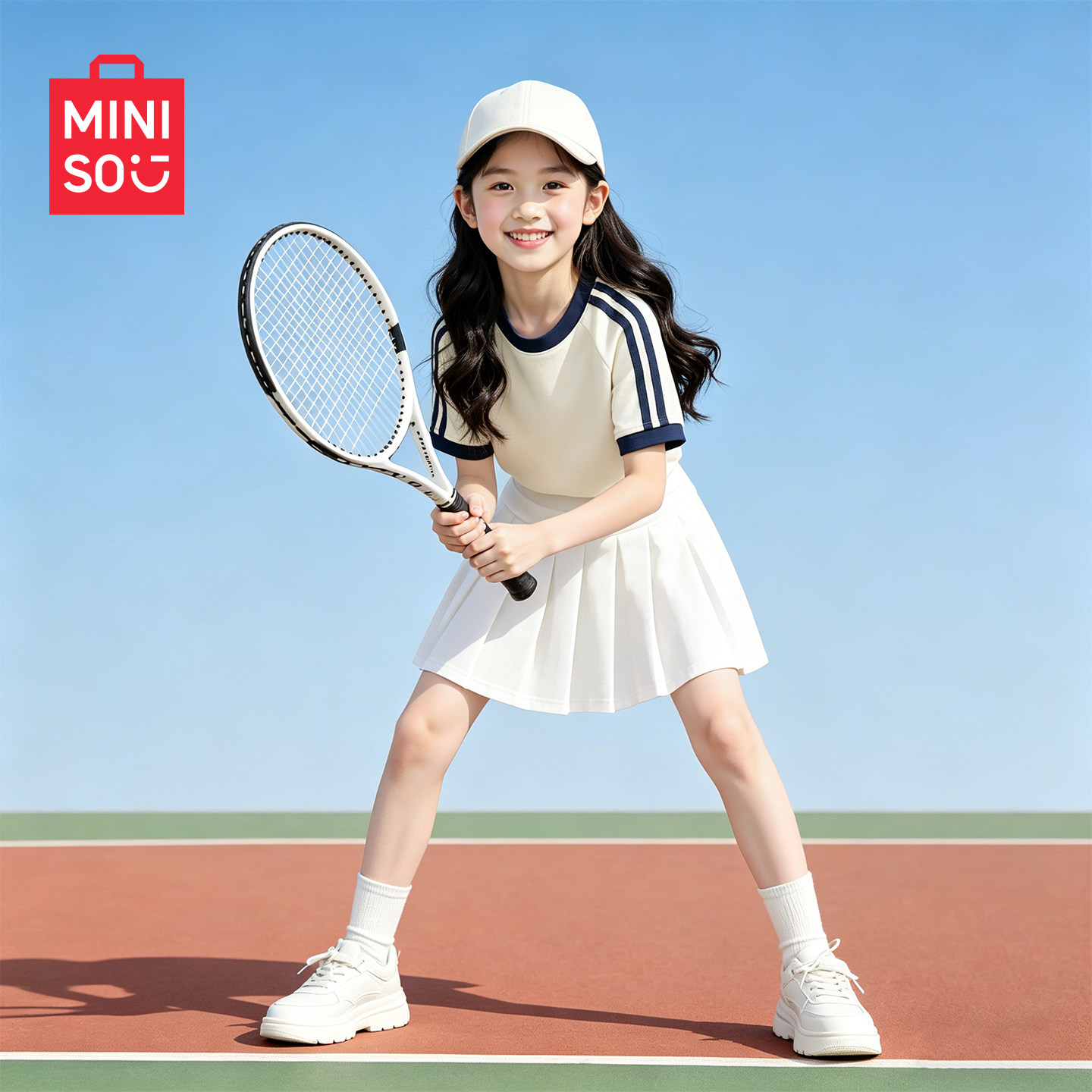 名创优品女童夏季套装2026新款运动时尚女孩夏装时髦小公主短裙C