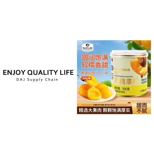 Mr.DIL.OO新鲜沂蒙山特产黄桃罐头300克*2罐 精选