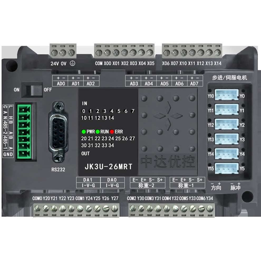 国产PLC控制器 自主研发JT3U-26MRT-12MT-8AD 6轴 模拟量温度485