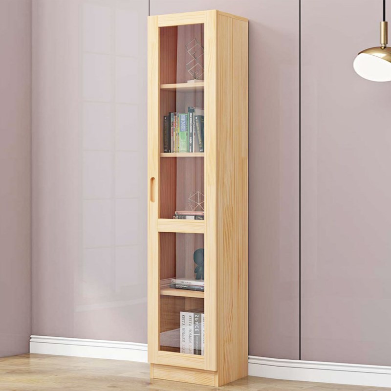 全实木书柜现代客厅家用落地置物柜防尘带玻璃门书房儿童书架