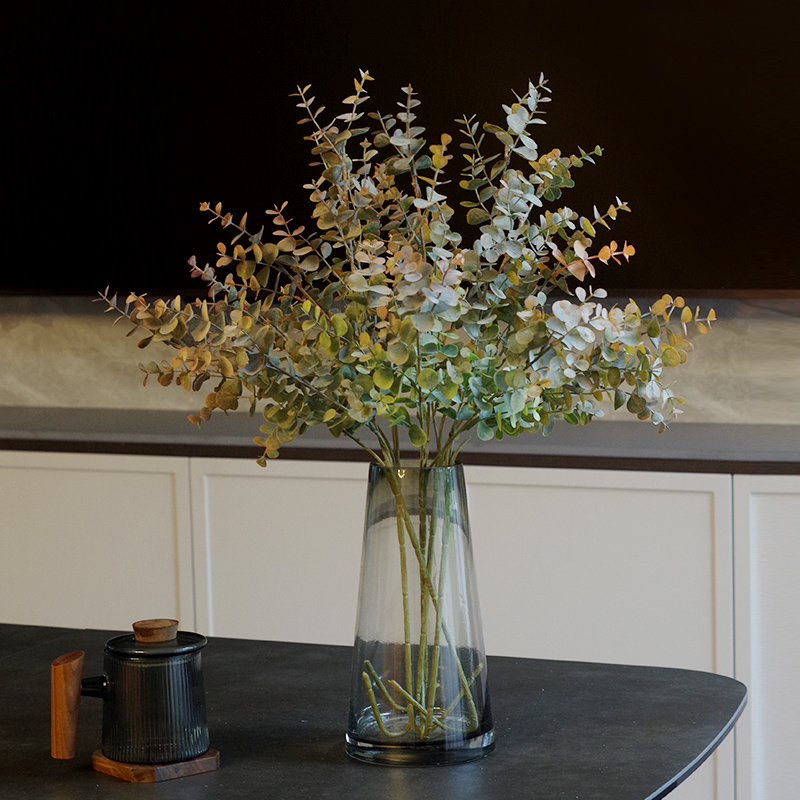 尤加利仿真花客厅餐桌树叶假花花艺插花叶子装饰摆件绿植植物单只