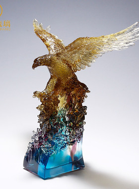 老鹰琉璃工艺品办公室装饰品送领导公司业乔迁高档商务礼品