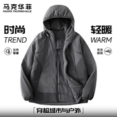 马克华菲轻薄保暖男士 棉服2025秋冬青少年拼接连帽休闲棉衣潮外套