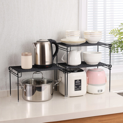 304不锈钢单g层储物架 橱柜内分层架柜子多层厨房置物架台面放锅