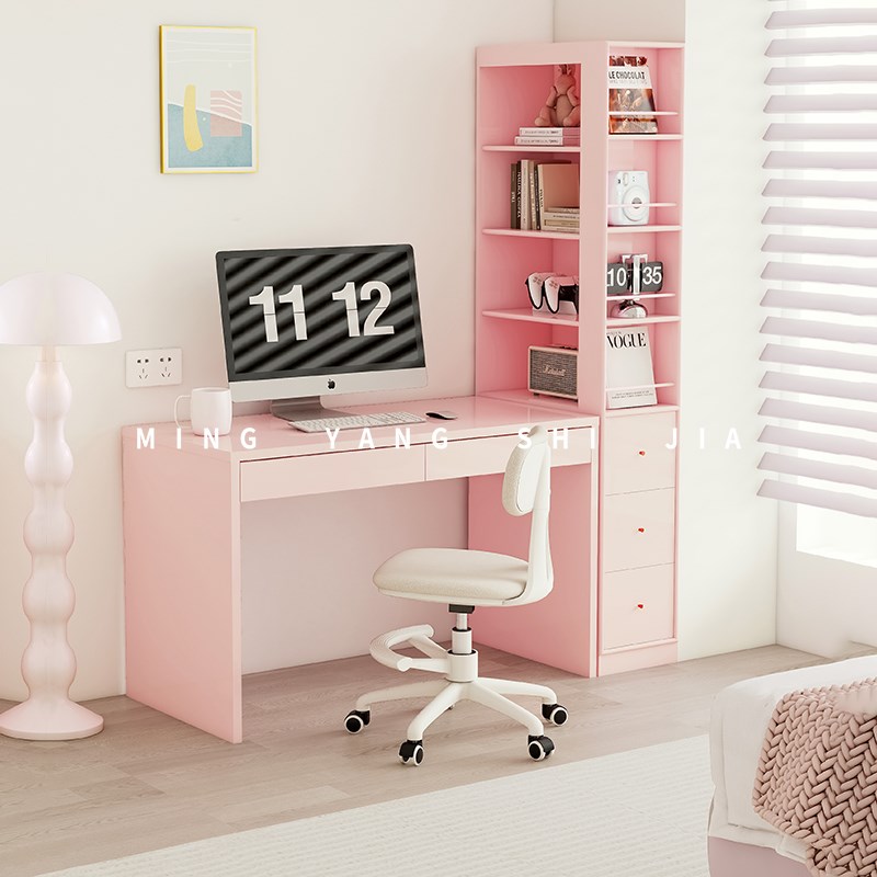 多巴胺书柜书桌一l体极窄边柜置物柜高柜落地极窄柜书架夹缝床头