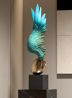 艺术天使之翼摆件k酒店大堂落地装饰品楼梯角空间售楼处样板房壁