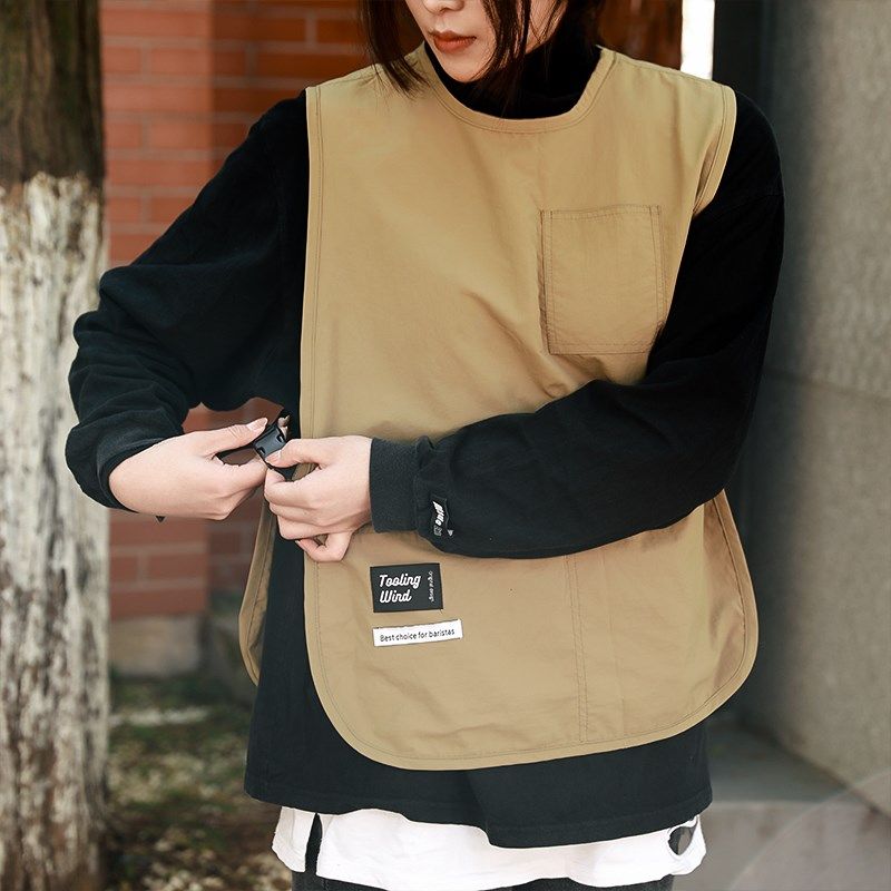 厨房马甲式围裙防水防油咖啡师餐饮理发店美甲工作服定制Ylogo印